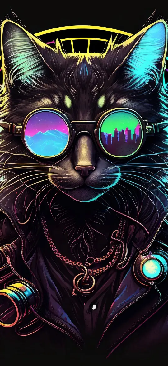 Cyberpunk Cat Reflections - Related Dope Wallpapers wallpaper