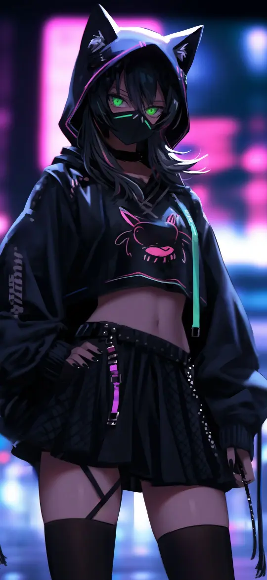 Cyberpunk Catgirl Portrait - Related Dope Wallpapers wallpaper