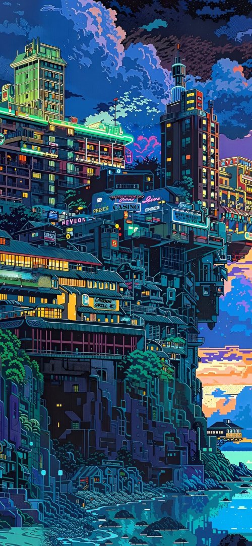 Cyberpunk Cityscape at Dusk - Related StockWalls wallpaper