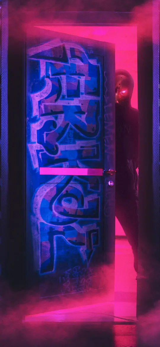 Cyberpunk Doorway Encounter - Related 4K Wallpapers wallpaper