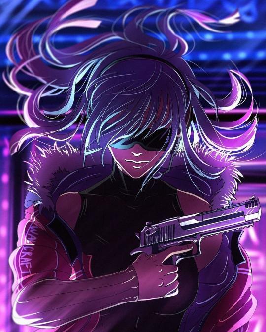 Cyberpunk Girl with Gun - Related Dope Wallpapers wallpaper