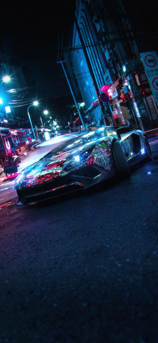 Cyberpunk Lamborghini Night Drive - Related Dope Wallpapers wallpaper