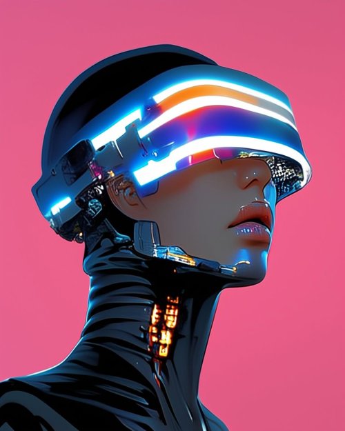 Cyberpunk Neon Visor Portrait