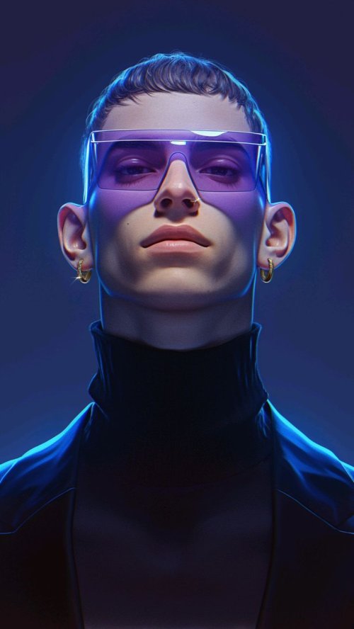 Cyberpunk Portrait in Blue - Related Anime Wallpapers wallpaper