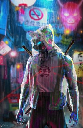 Cyberpunk Samurai in Rain - Related Dope Wallpapers wallpaper