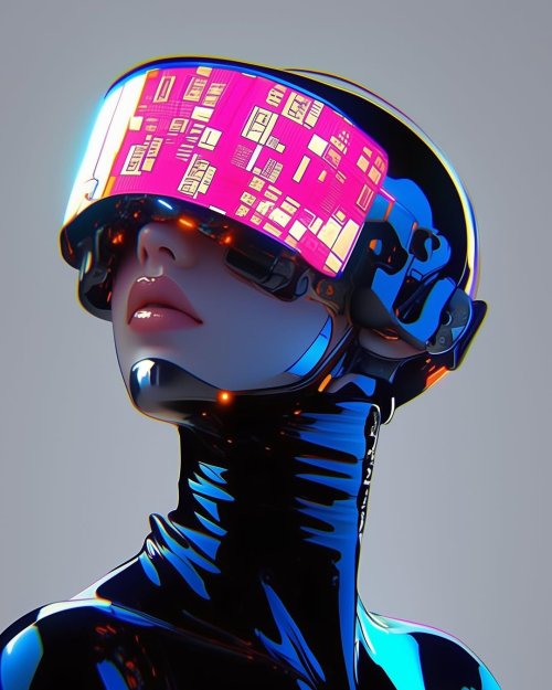 Cyberpunk Visor Girl Portrait
