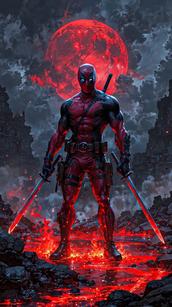 Deadpool Blood Moon - marvel Wallpaper