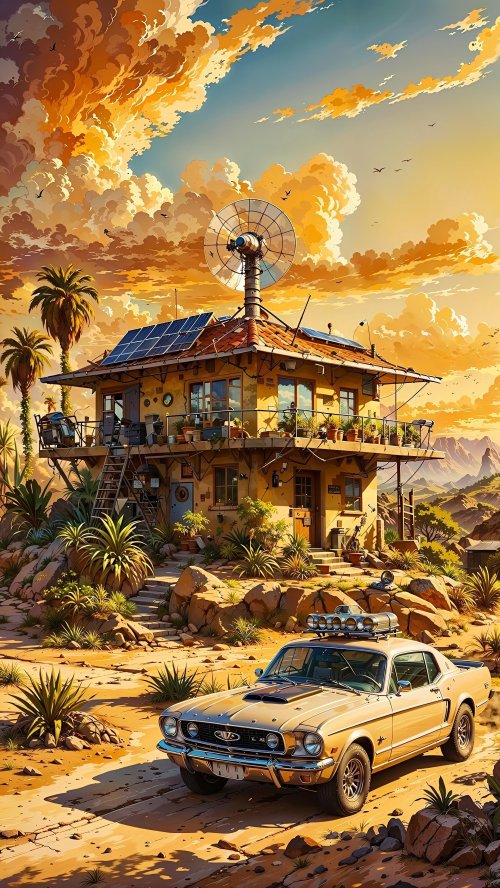 Desert Oasis Hideout - Art Wallpaper