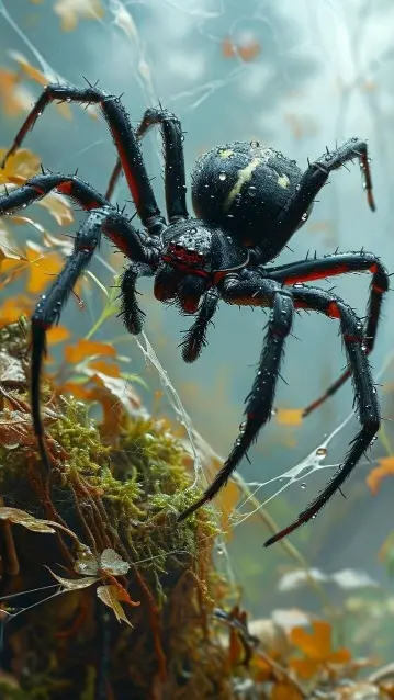 Dewy Spider Close-Up