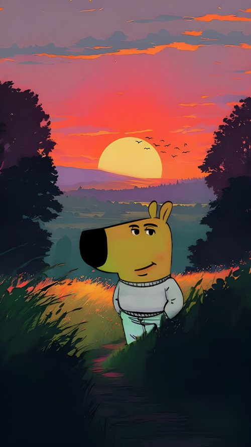 Dog Sunset Serenity