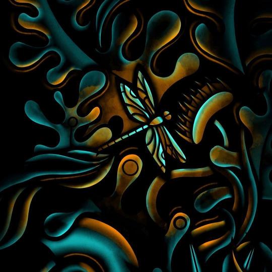 Dragonfly Teal and Gold