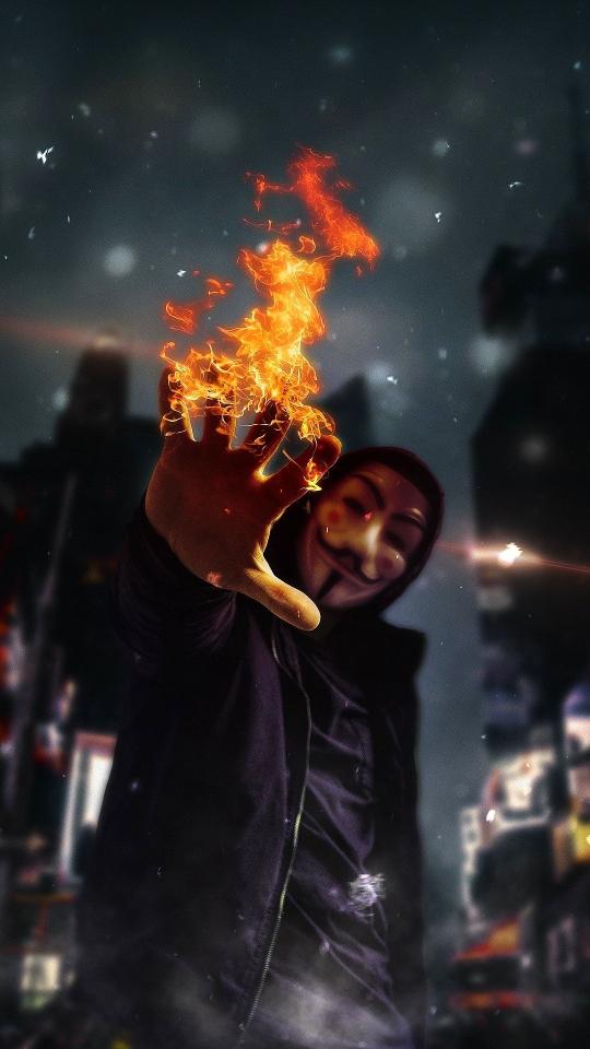 Fiery Anonymous Mask