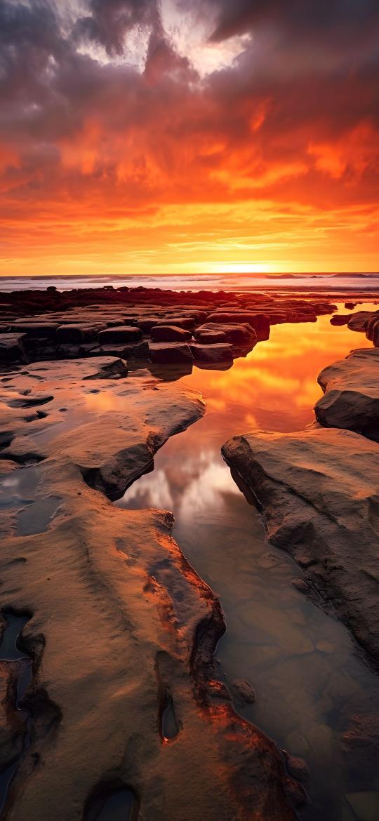 Fiery Coastal Sunset - Related Ghetto Wallpapers wallpaper