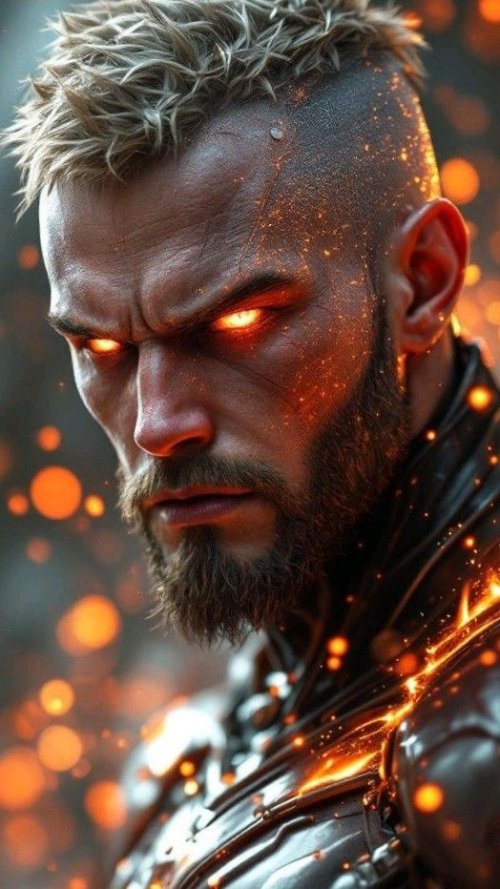 Fiery Gaze Warrior Portrait