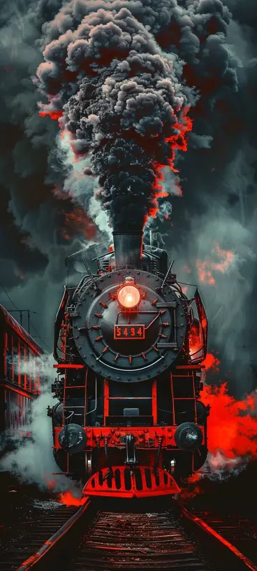 Fiery Steam Train