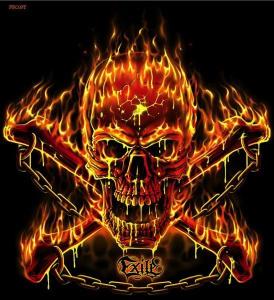 Flaming Skull and Bones