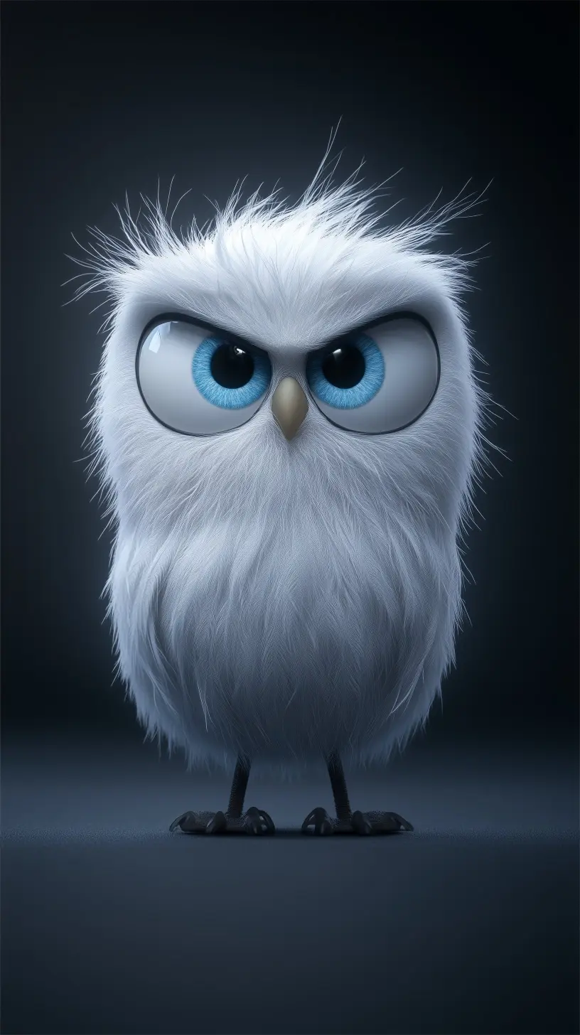 Fluffy Blue-Eyed Owl