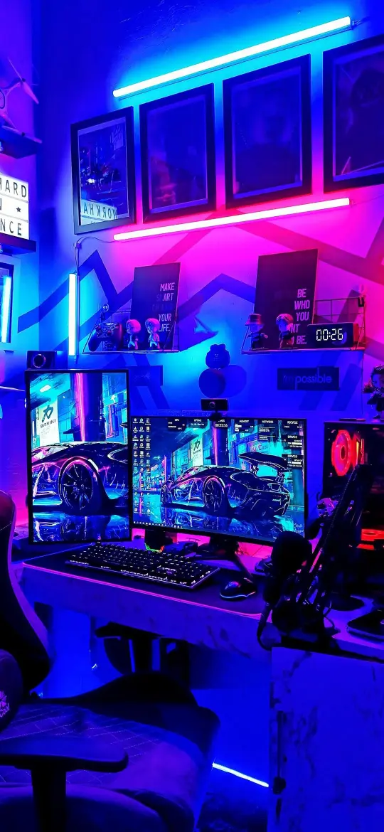 Gamer Room Neon Setup - Related Dope Wallpapers wallpaper