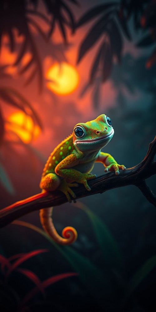 Gecko Sunset Serenity - animals Wallpaper