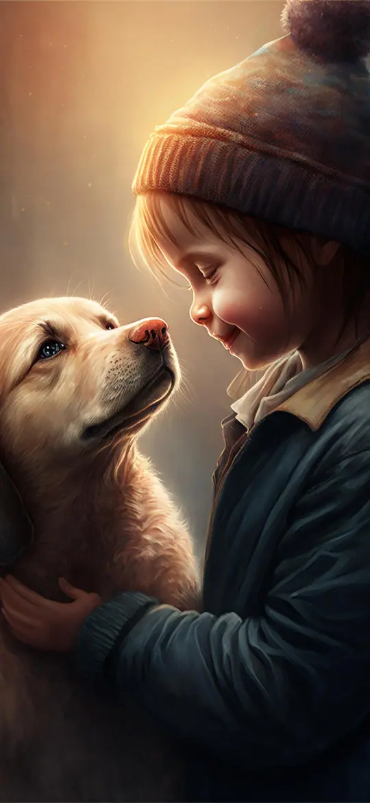 Girl and Golden Retriever - Dog Wallpaper