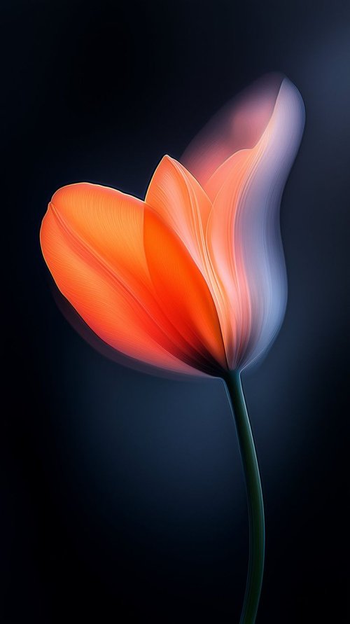 Glowing Orange Tulip Bloom - minimal Wallpaper