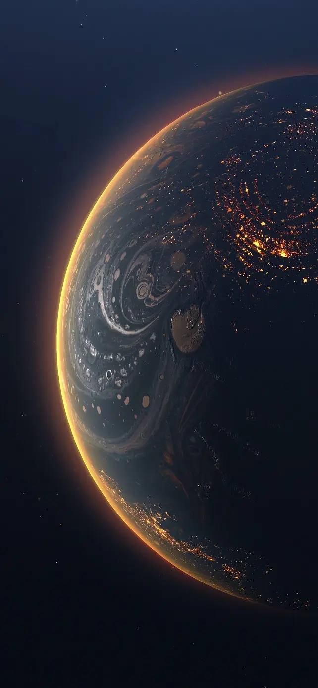 Glowing Planet at Night