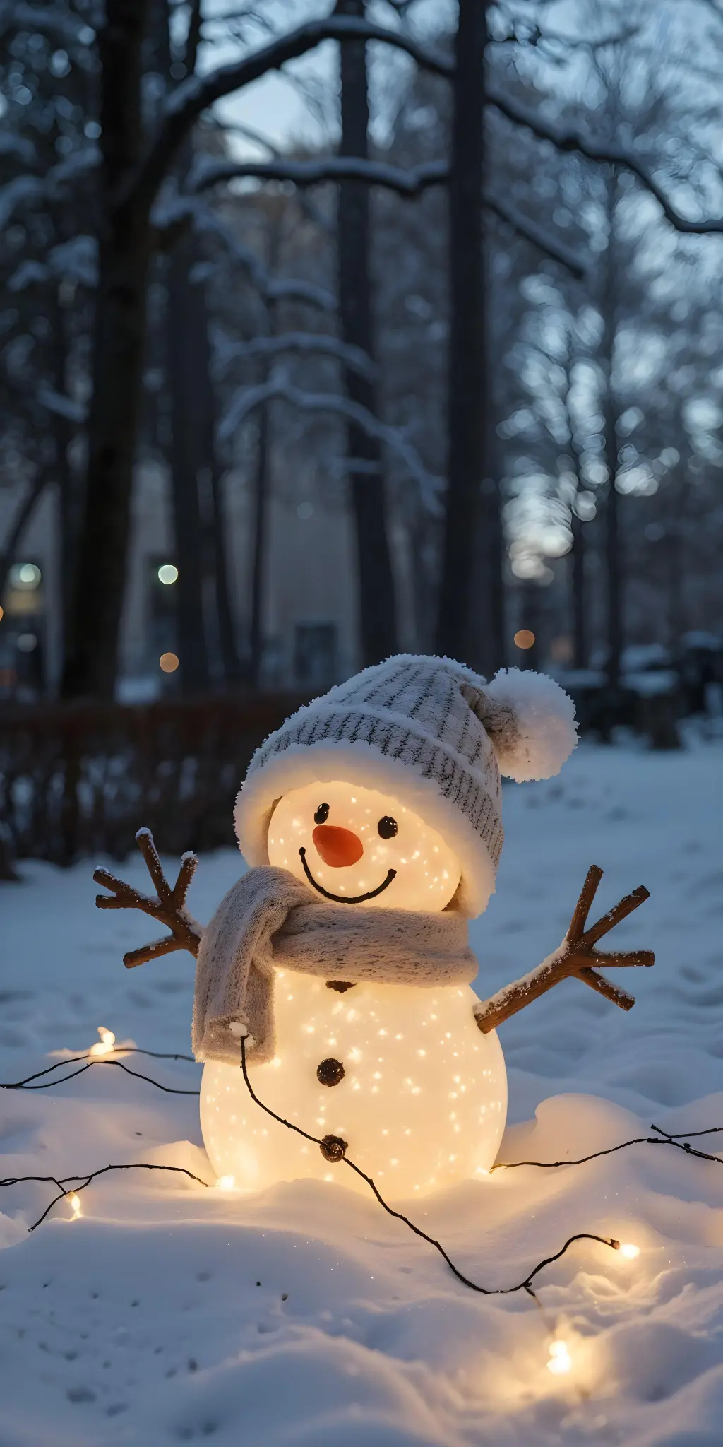Glowing Snowman in Winter - Winter Wallpaper
