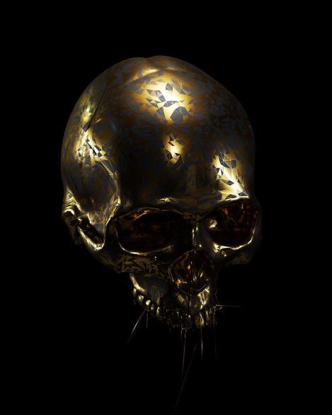 Golden Geometric Skull