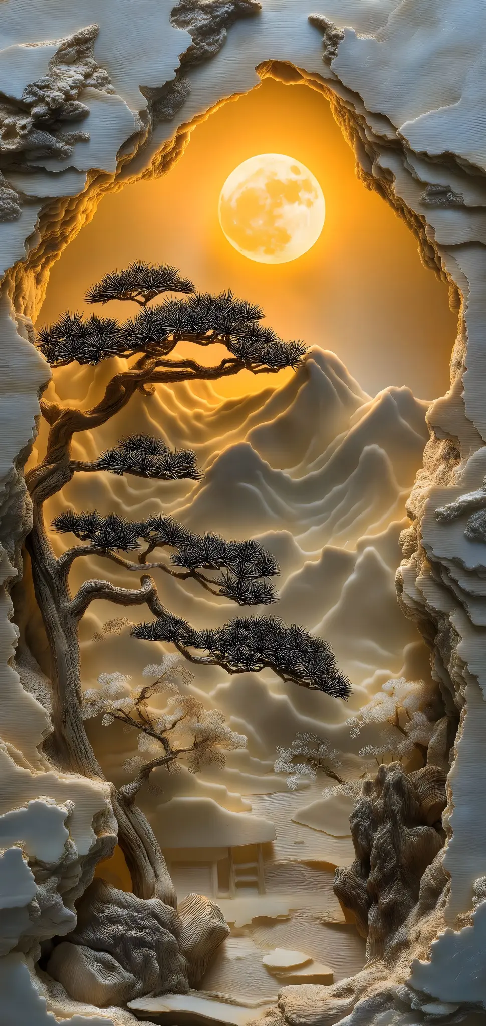 Golden Moon Mountain View - Related Dope Wallpapers wallpaper