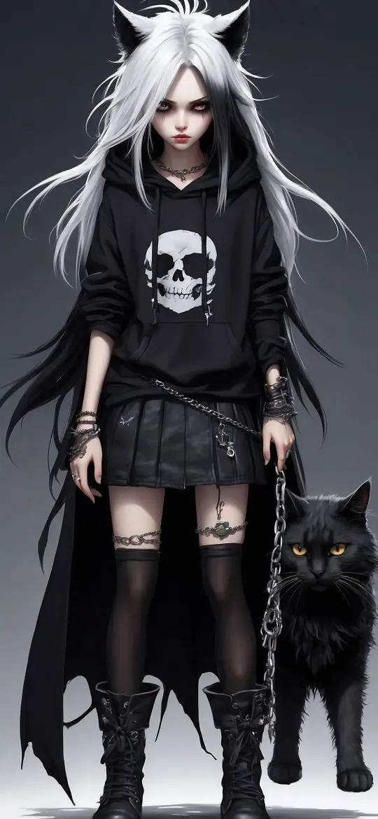 Gothic Cat Girl - gothic Wallpaper