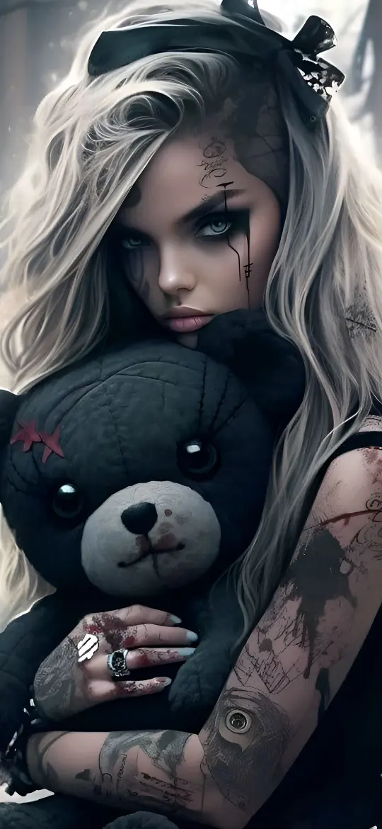 Gothic Girl and Teddy - Related Ghetto Wallpapers wallpaper