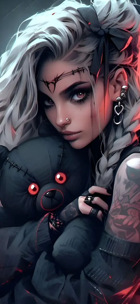 Gothic Girl with Teddy - Related Ghetto Wallpapers wallpaper