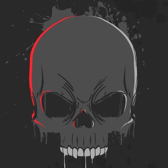 Grayscale Skull with Red Glow