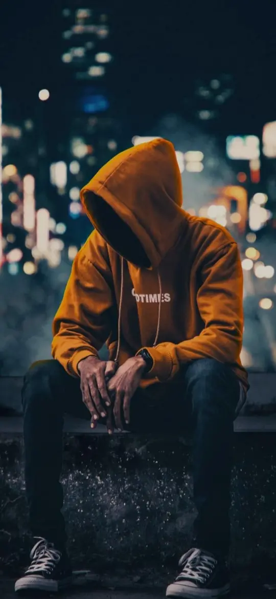 Hooded Figure City Lights