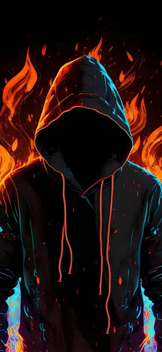 Hooded Figure in Flames - Related Dope Wallpapers wallpaper