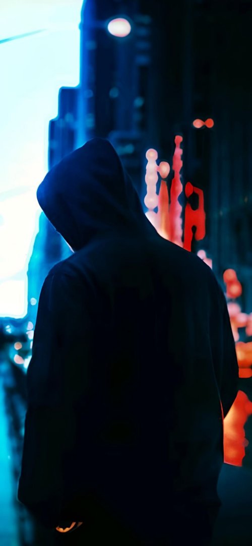 Hooded Figure in Neon City - Related Ghetto Wallpapers wallpaper