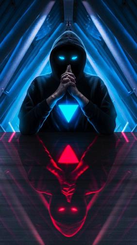 Hooded Figure Neon Glow - Related Dope Wallpapers wallpaper