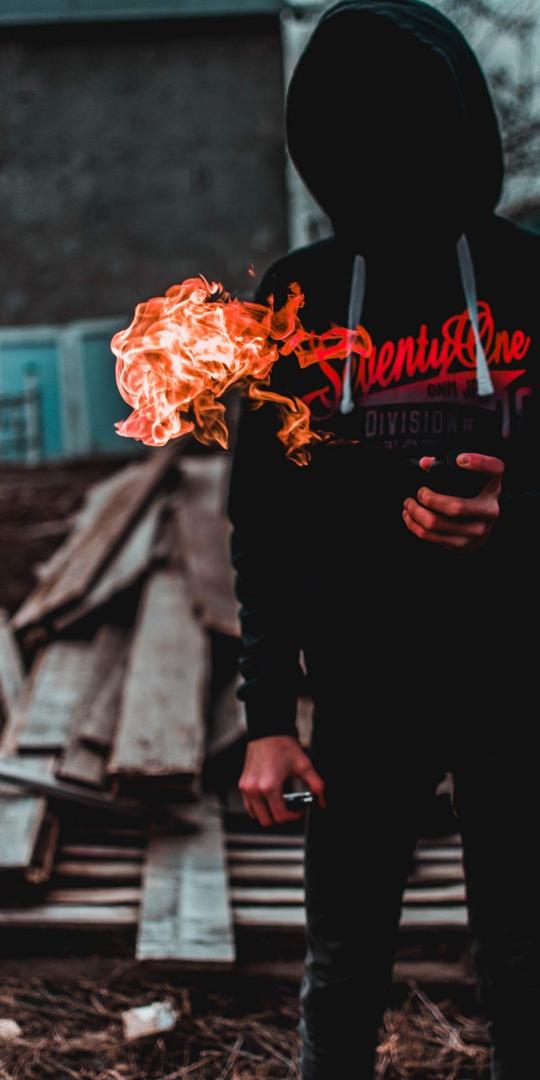 Hooded Figure with Fire - Related Dope Wallpapers wallpaper