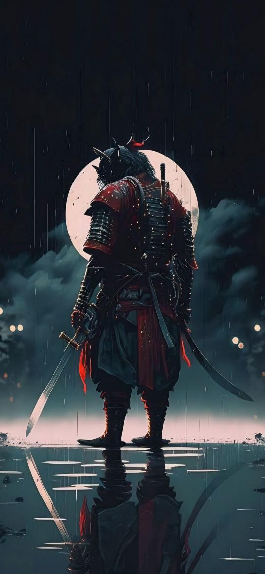 Lone Samurai Moon Reflection - Related Dope Wallpapers wallpaper