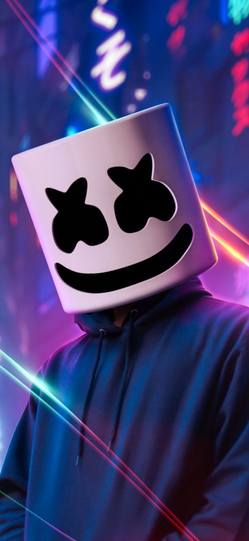 Marshmello Neon Light Portrait - Related Dark Wallpapers wallpaper