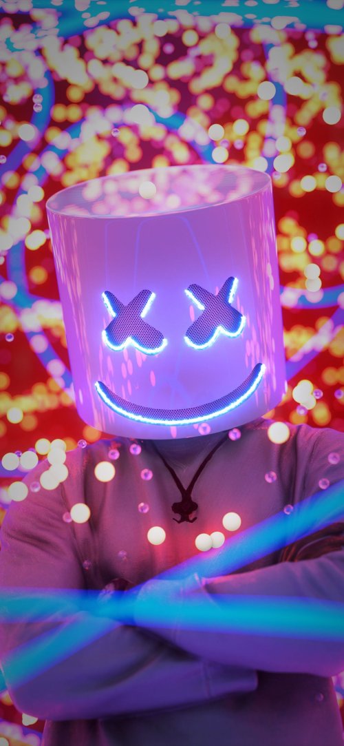 Marshmello Neon Portrait - Related Dark Wallpapers wallpaper