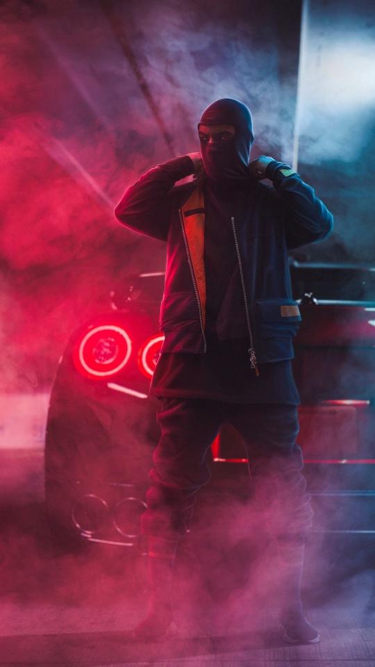 Masked Figure and Car - Related Dope Wallpapers wallpaper
