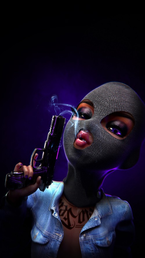 Masked Girl with Gun - Related Dope Wallpapers wallpaper
