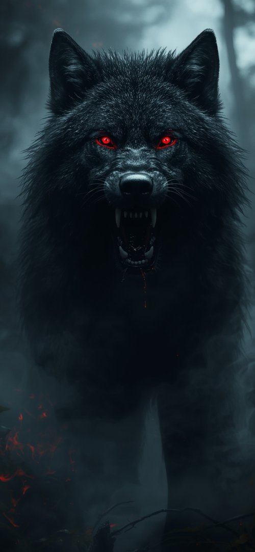 Menacing Black Wolf - wolf Wallpaper