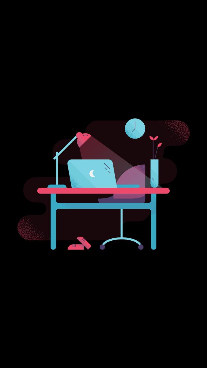 Minimalist Desk Illustration - Related Dark Wallpapers wallpaper