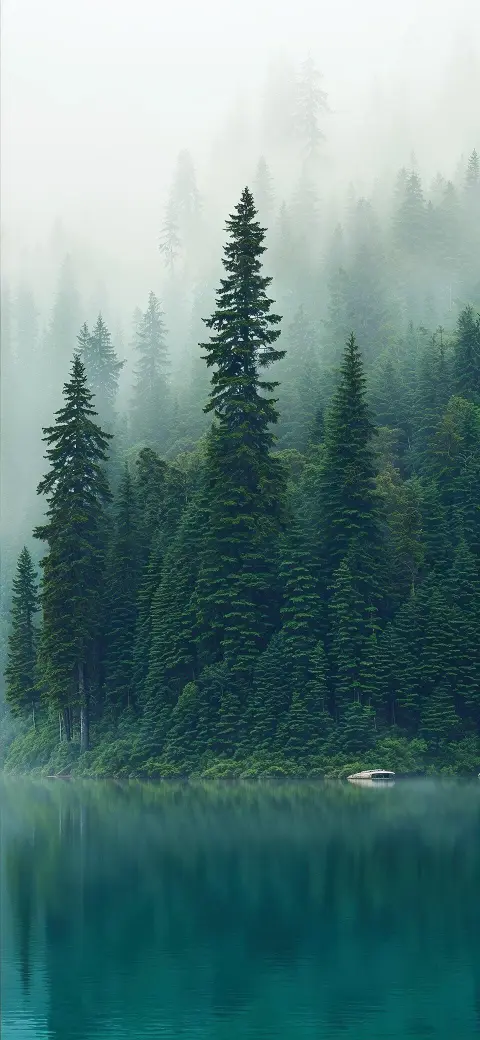 Misty Evergreen Lake - Related Anime Wallpapers wallpaper