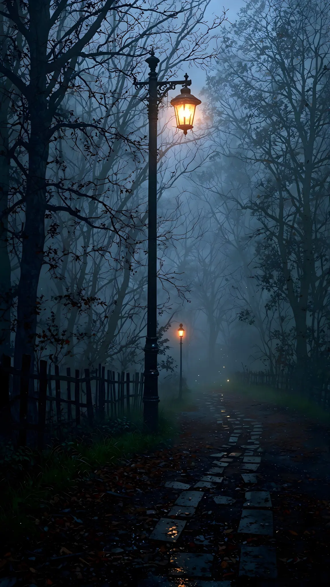 Misty Path Lamplight Glow - Related Dope Wallpapers wallpaper