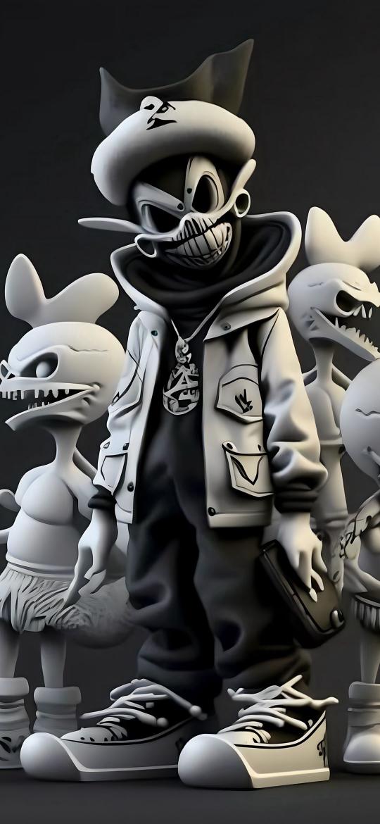 Monochrome Cartoon Crew - Related Ghetto Wallpapers wallpaper