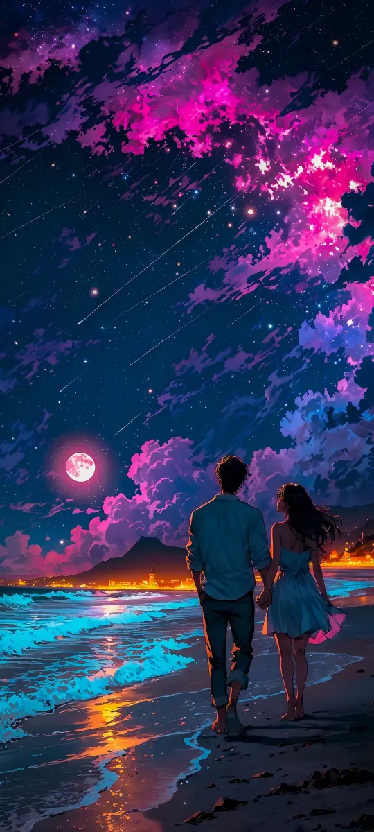 Moonlit Beach Romance - Related Dope Wallpapers wallpaper
