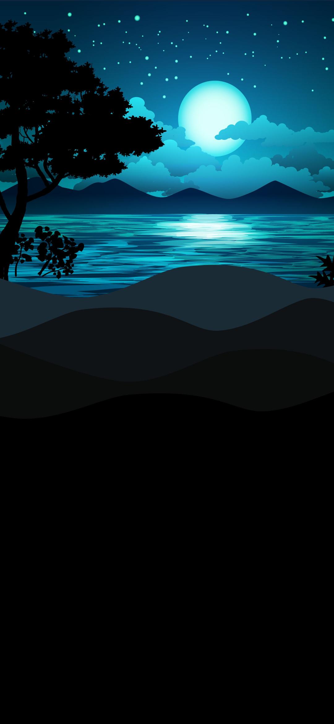Moonlit Lake Nightscape